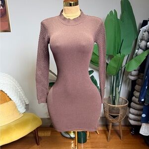 Zara Brown Long Sleeve Knit Dress